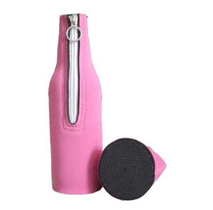 Promotional Zippered Bottle Cooler Holder With Sewn Bottom