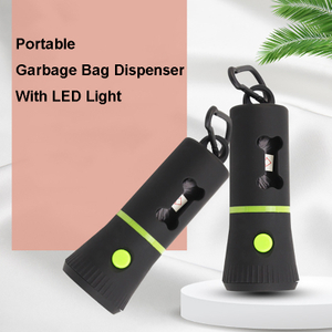 Waste Bags Dispenser with LED Flashlight, Lightweight Poop Bag Holder With Plastic Carabiner for Dog Leash, Dog Walking Accessory