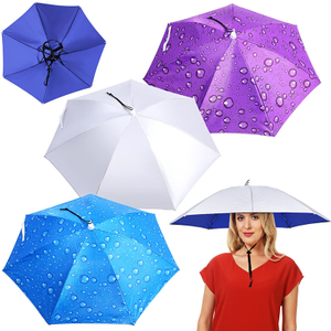 Fishing Hat Umbrella Adjustable Head Umbrella Foldable UV Protection Umbrella Cap for Golf Camping Beach Garden Sunshade Outdoor