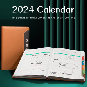 2024 Daily Organizer Planner Agenda Notebooks Work Calendar Office Dated Planner to Achieve Goals A5 PU Leather Cover 8.3x5.7"