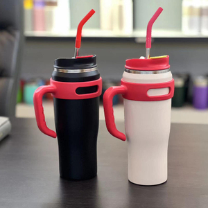 40oz Stainless Steel Travel Tumbler with Handle, Lid and Straw, Large Capacity Insulated Water Bottle, Thermal Travel Coffee Mug