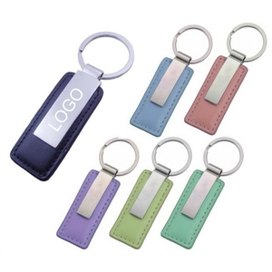 Print Popular Leather And Metal Key Tag Keychain
