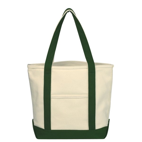 Custom Two-Tone Accent Gusseted Canvas Boat Tote Bag
