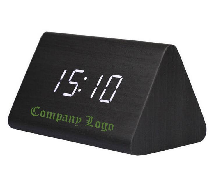 Customized Sound Control Triangle Wood Alarm Clock