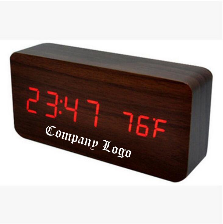 Print Modern Rectangular Desk Alarm Wood Clock