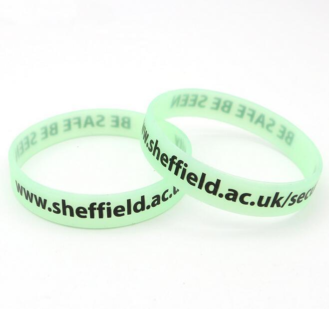 Customized Glow In Dark Debossed Inkfilled Silicone Wristbands