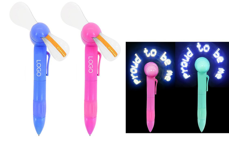 Promotional LED Light Fan Pen With Message