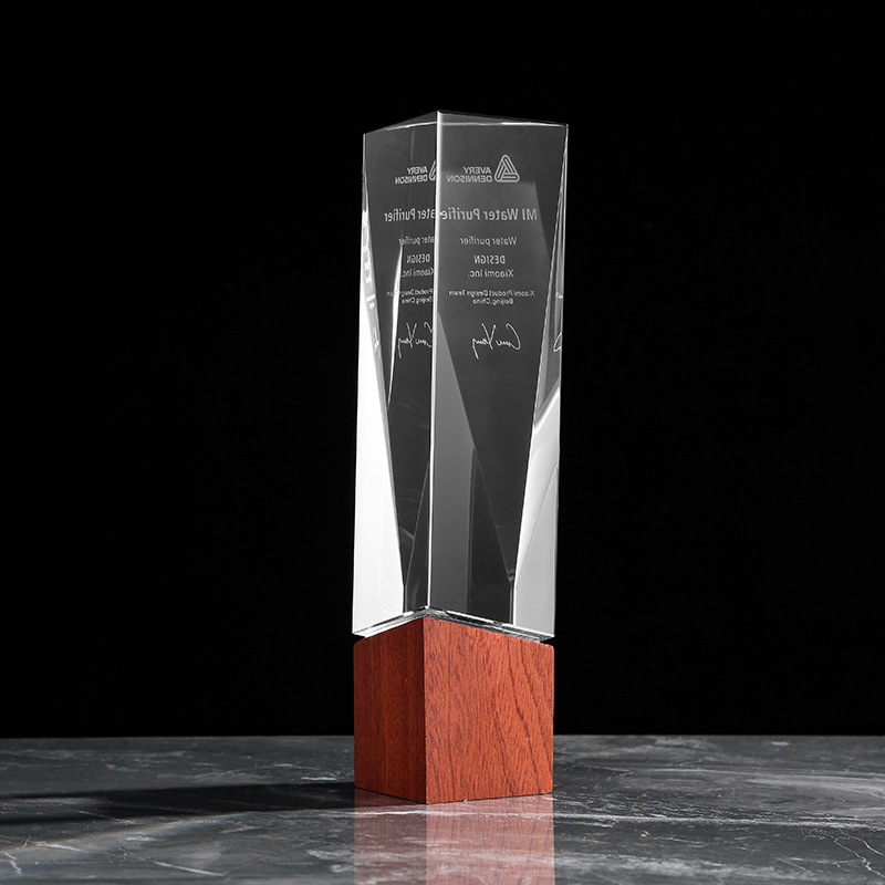 Personalized Crystal Glass Employee Award Plaque Service Period Unique Corporate Service Award