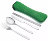 Reusable Flatware Sets Knife Fork Spoon 4Pcs Portable Travel Stainless Steel Tableware Dinnerware with Carrying Case
