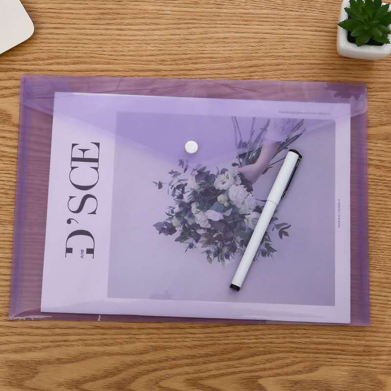 A4 Size Plastic File Folders for Documents Clear Envelopes Pouches for School Work Office Organization Filing Envelopes