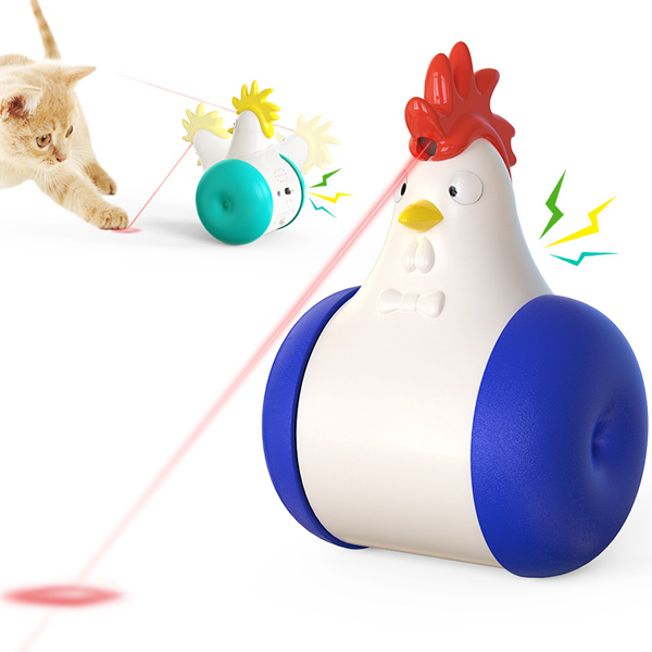 USB Charging Chicken Light Cat Toy Interactive Laser Cat Toy with 3 Play Modes Tumbler Cat Toy Indoor Cats Chicken Modeling Toys