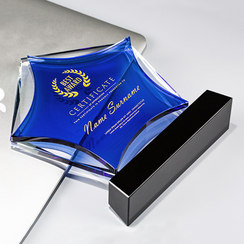 Personalized Crystal Employee Award Plaque Custom Employee & Company Name Unique Corporate Service Award