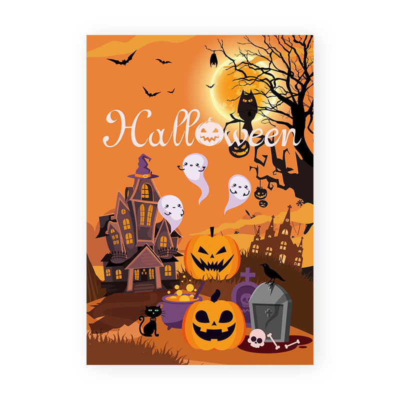 Halloween Garden Flag Plaid Farmhouse Outdoor Decor Banner with Stopper Clip