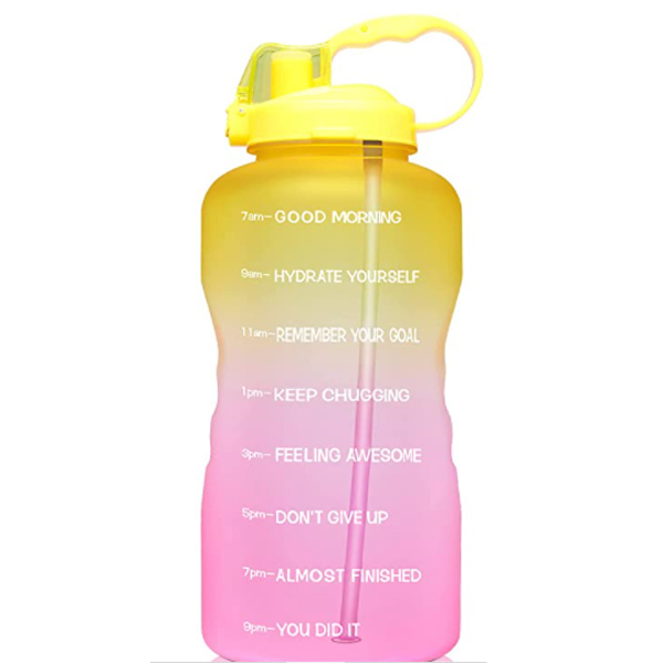 Large 1 Gallon 128oz Motivational Water Bottle with Time Marker Straw Leakproof Tritan BPA Free for Fitness Gym and Outdoor Sports