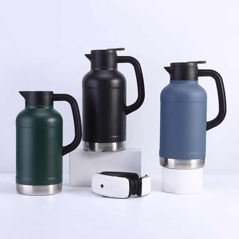 Stainless Steel Double Wall Vacuum Insulated Water Bottle with Cup for Travel Large Coffee Thermoses with Handle Leak Resistant