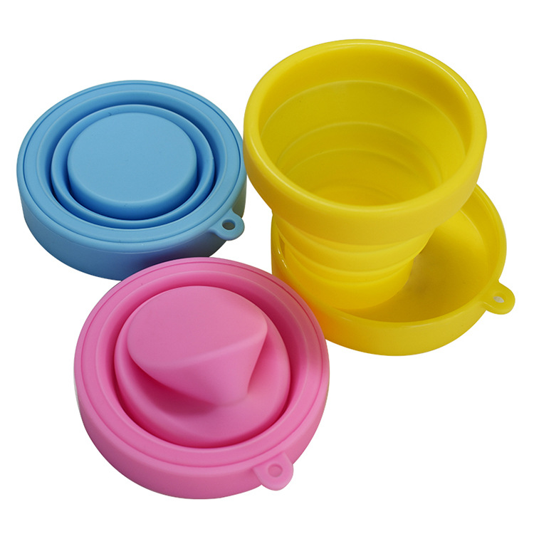 Collapsible Cup Compact Silicone Reusable Folding Mug with Lids Portable Pocket Size for Outdoor