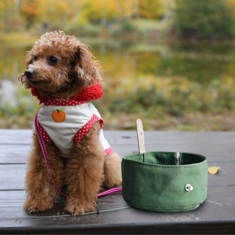 Travel Food Water Waxed Canvas Dog Bowl Portable Roll Up Heavy Duty Accessories for Pet