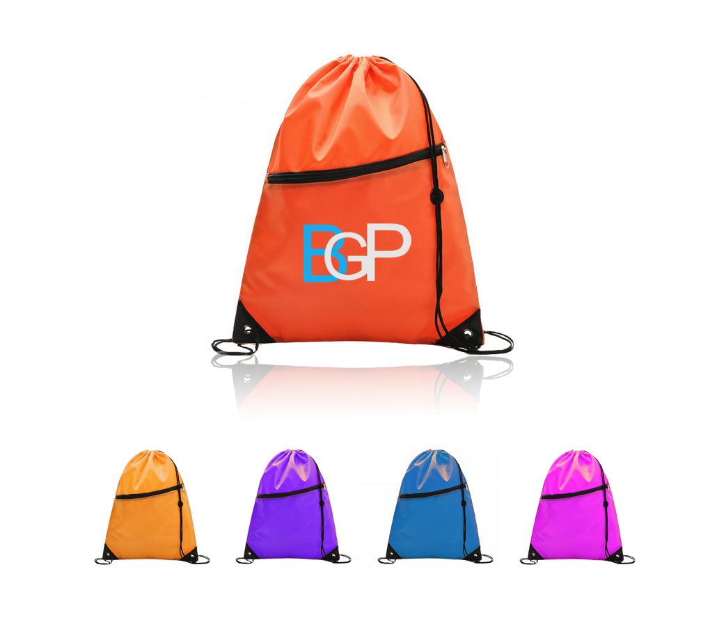 Promotional Drawstring Backpack With Earbud Hole