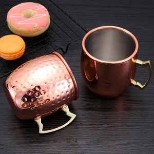 Moscow Mule Mugs 17 oz Hammered Cups Stainless Steel Lining Copper Plating Mug with Handle