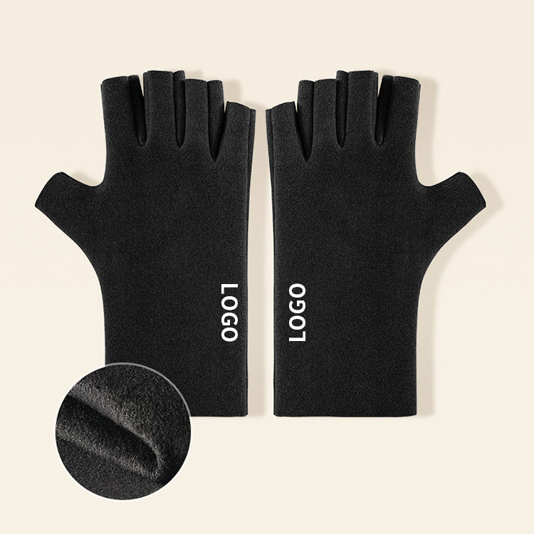 Winter Velvet Warm Dew Glove Plus Velvet Half Finger To Write Gloves
