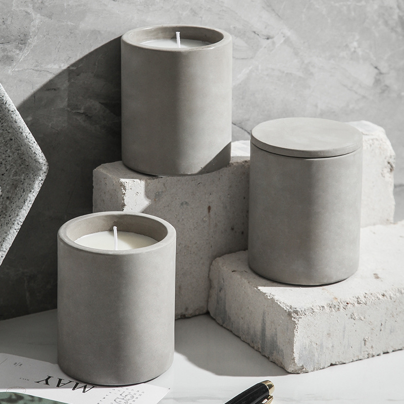 Cylinder Candle Concrete Candle Jar Home Decor for DIY Candle Container
