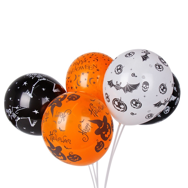 12 Inches Halloween Balloon Black Orange Latex Party Balloons Kit for Halloween Decoration