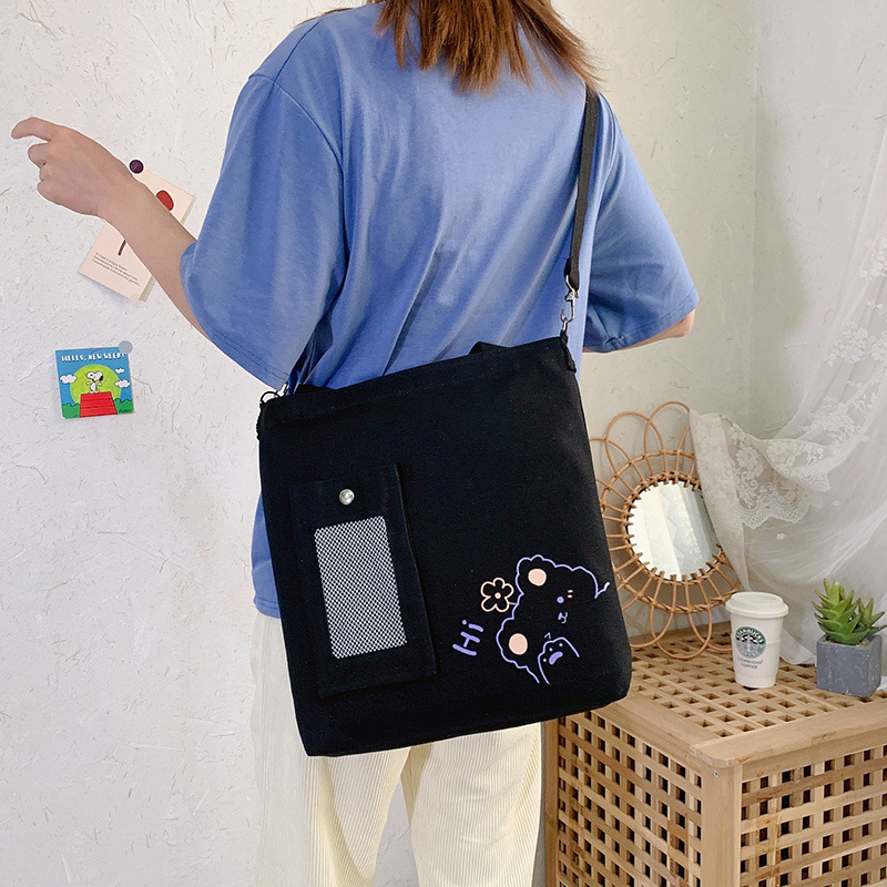 Canvas Messenger Bag Women Large Capacity Crossbody Bags Outdoor School Student Book Computer Laptop Shoulder Bag