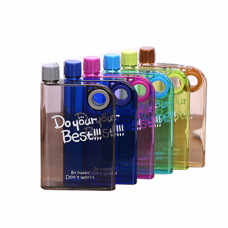 Plastic Flat Shaped Bottle Drinking Cup With A Ring
