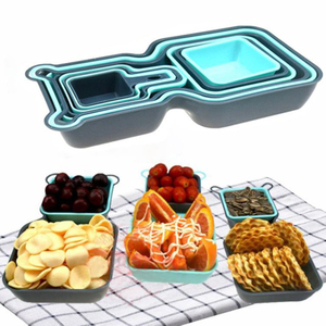 BPA Free Plastic Stackable Serving Tray Multicolored Mixing Bowl Set of 10, Appetizer, Charcuterie, Food, Snack, Dessert Platters