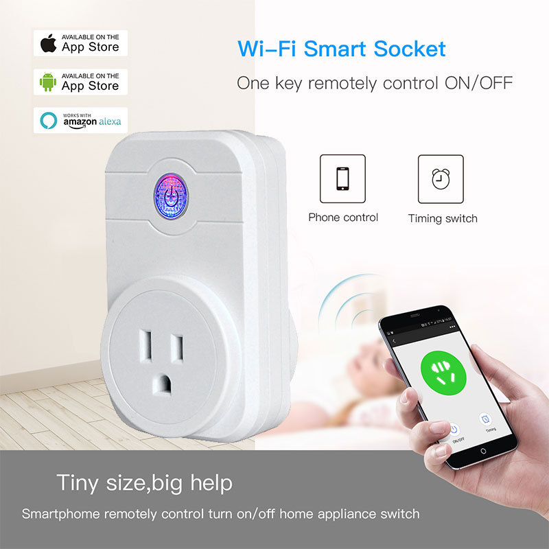 Mini Smart Plug Wi-Fi Outlet Socket Dimmer Brightness Adjust Timer Works with Alexa and Google Home Remote Control Plug