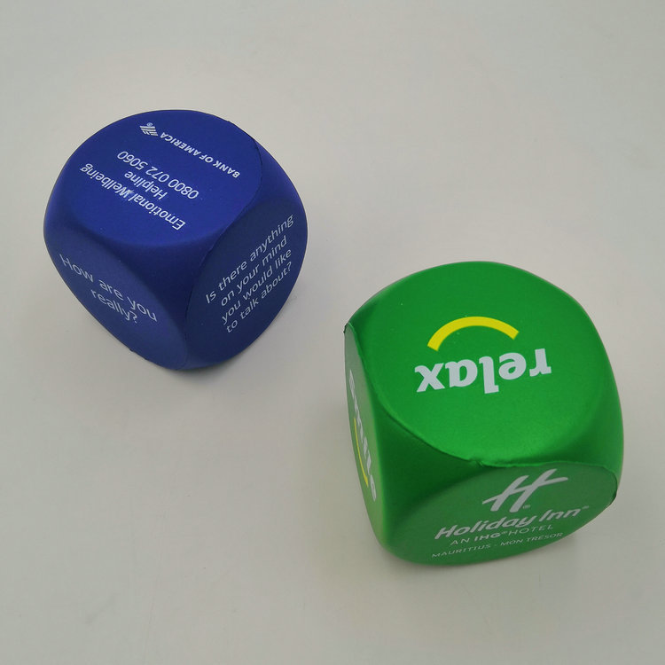 Dice Shaped Stress Reliever Balls with Custom Imprint