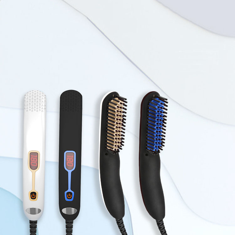 Multifunctional Portable Men Styling Comb Beard Straightener Hair Styler Electric Hot Comb Hair Straightening Curling Brush