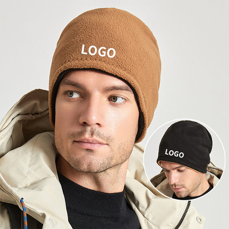 Winter Cold Ski Hat Men's Outdoor Head Hat Polar Fleece Double-sided Windproof Warm Jumper Hat