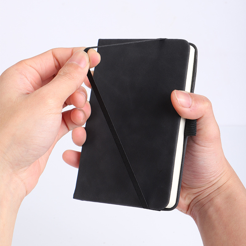 A7 PU Leather Pocket Business Notebook Hard Cover Notepad with Pen Holder Sticky Notes