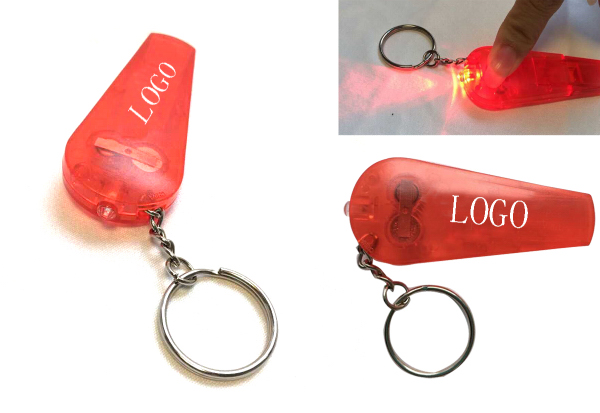 LED Keychain Light with Whistle With Logo