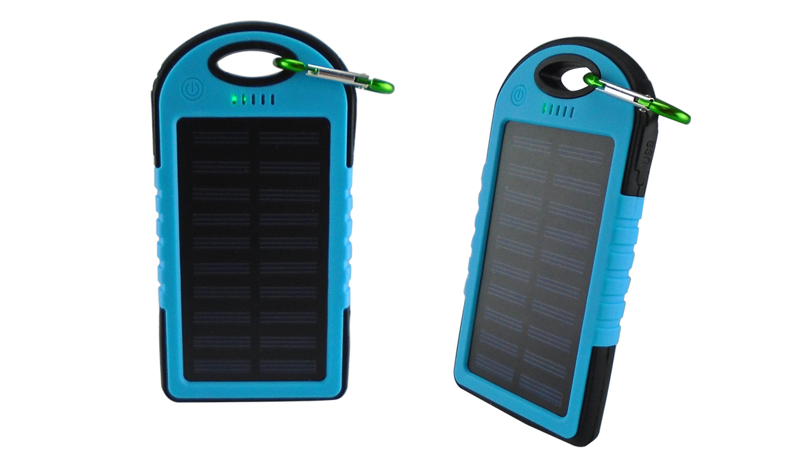 Printed Solar Power Bank With Data Line And Carabine