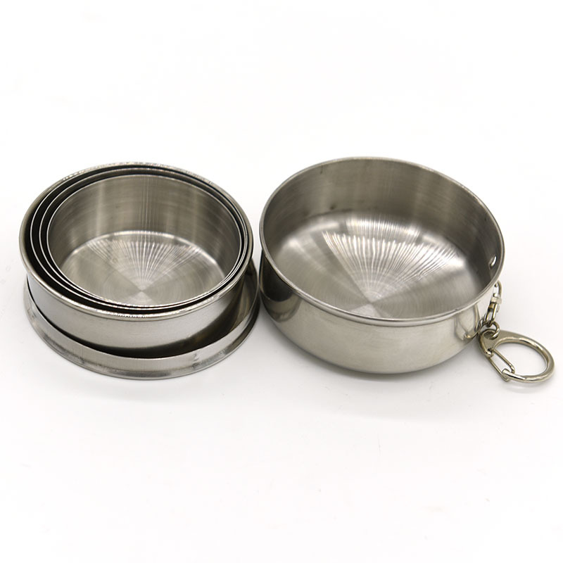 Stainless Steel Camping Mug Camping Folding Cup Portable Outdoor Travel Demountable Collapsible Cup With Keychain