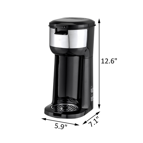 Single Serve Coffee Maker for K Cup And Ground Coffee, 6 to 14 Oz Brew Sizes, Fits Travel Mug, Mini One Cup Coffee Maker