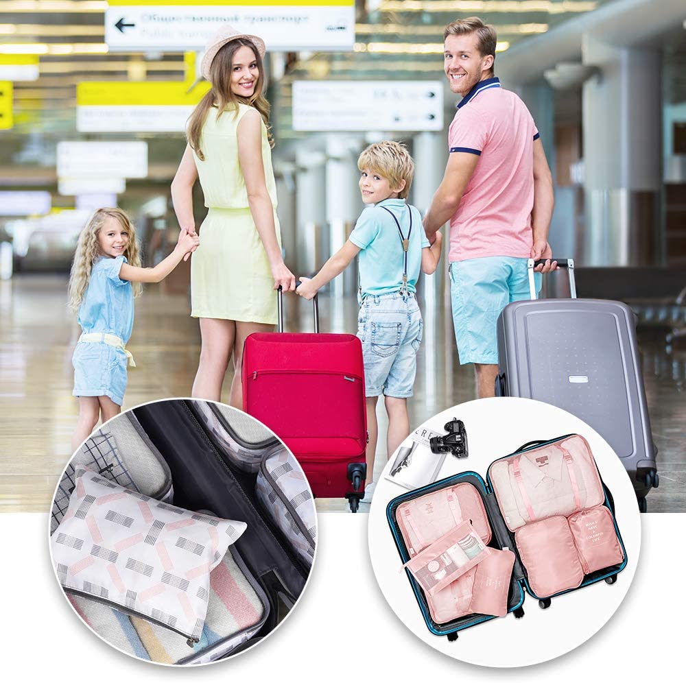 Packing Cubes 7 Pcs Travel Luggage Packing Organizers Set with Toiletry Bag