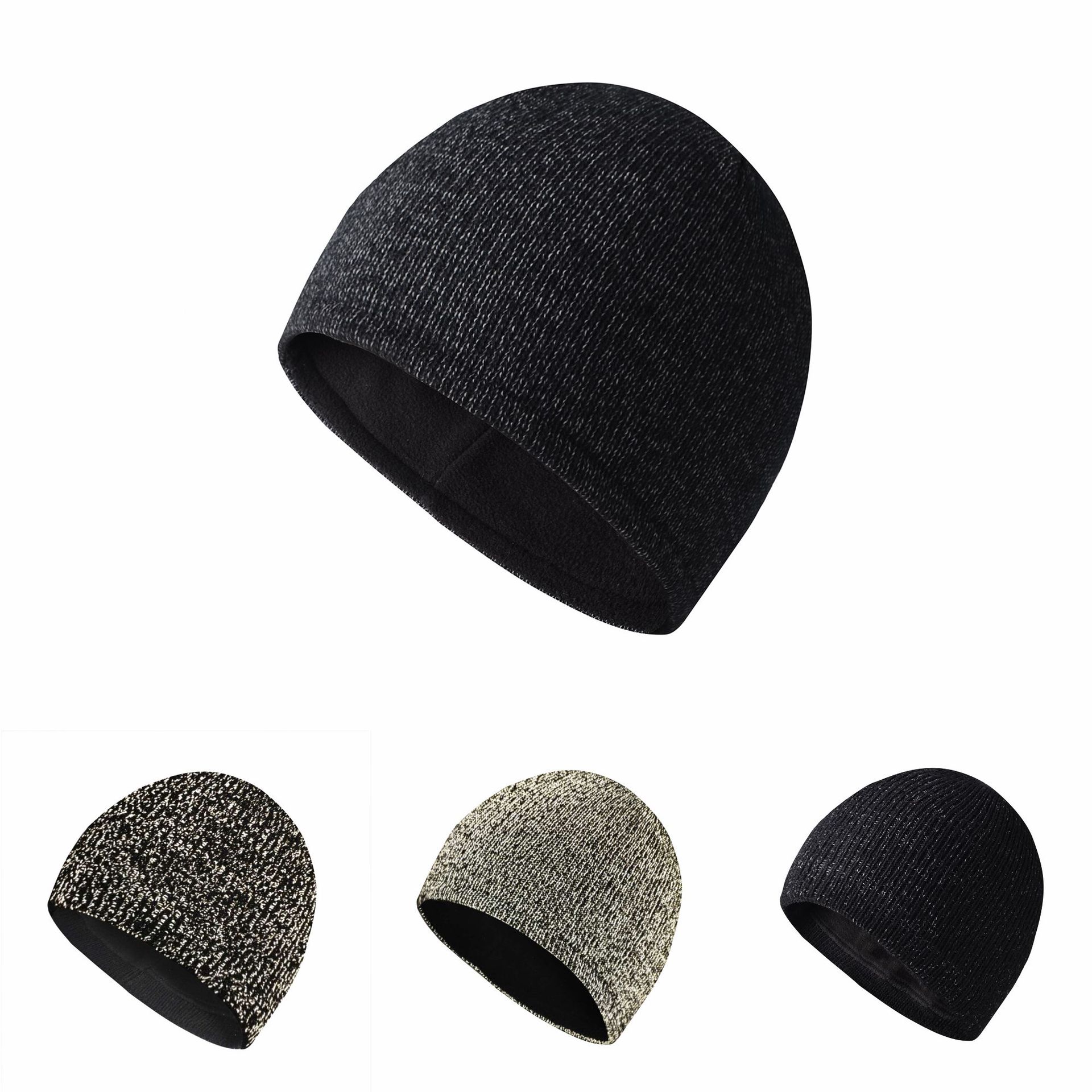 Reflective Knit Hat Safety Beanies High Visibility Beanie Knit Caps with Reflective Thread