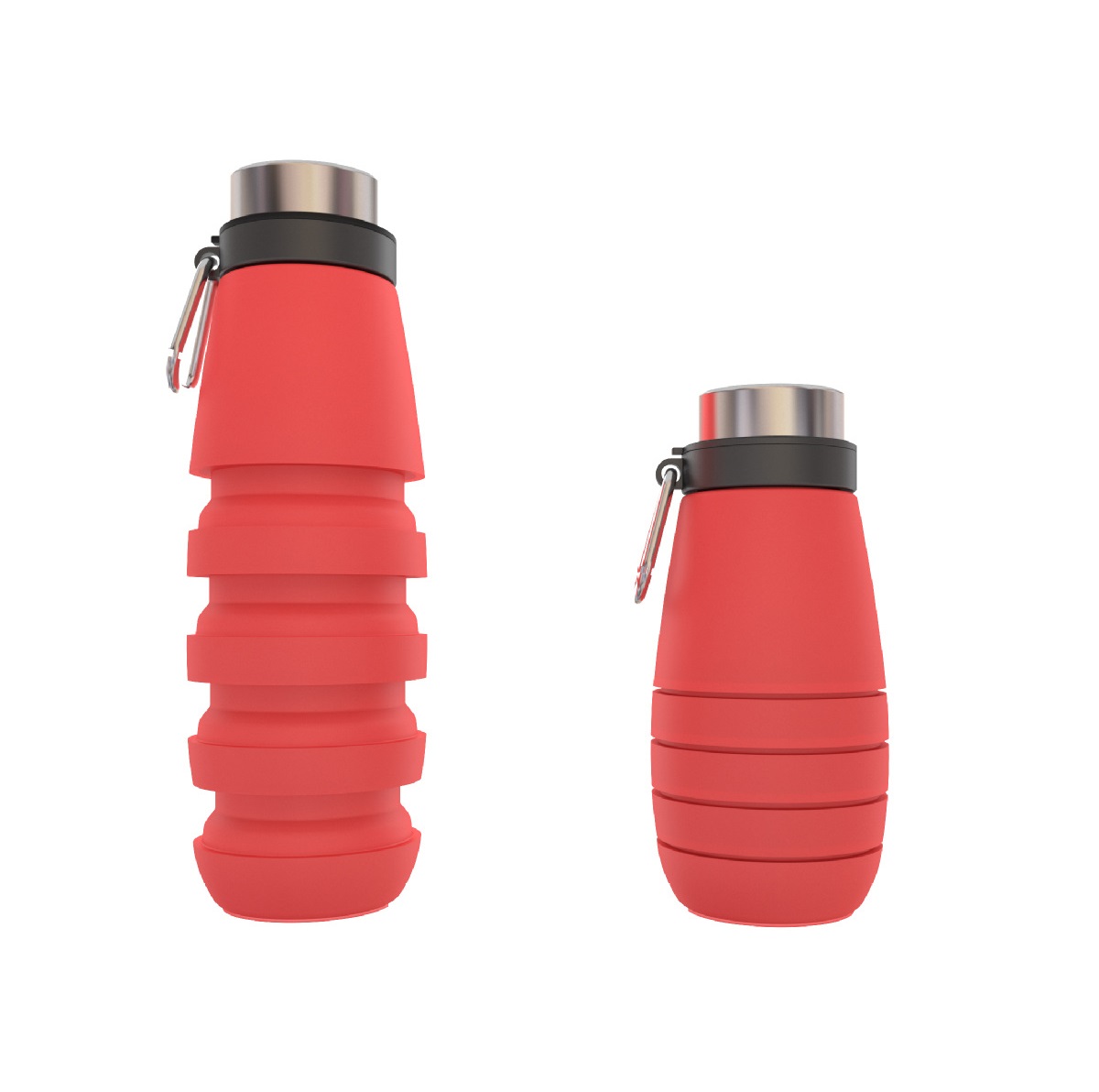 Collapsible Silicone Reuseable Foldable Travel Sport Portable Water Bottle with Carabiner